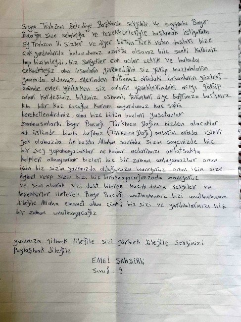 Suriyeli Türkmen Öğrencilerden Trabzon’a Duygu Dolu Teşekkür Mektupları