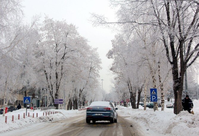 Erzurum’a Lapa Lapa Kar Yağdı