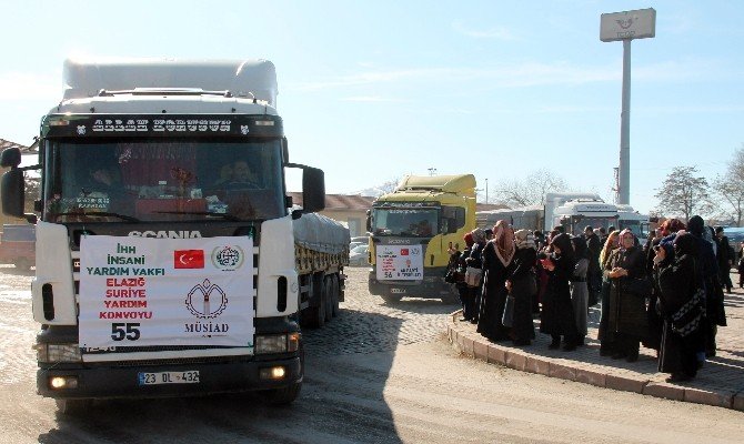 Elazığ’dan Suriye’ye 15 Tır UN Yardımı