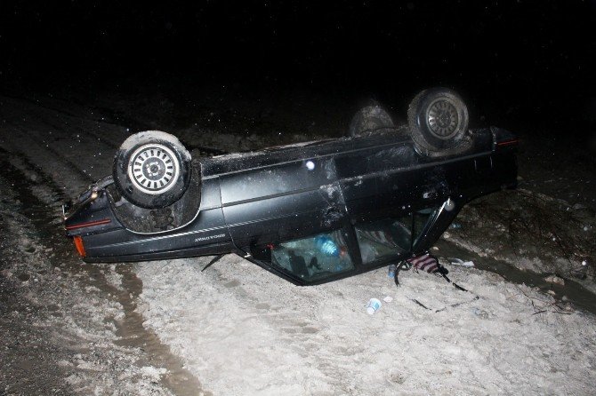 Takla Atan Aracın Sürücüsü Kazayı Ucuz Atlattı