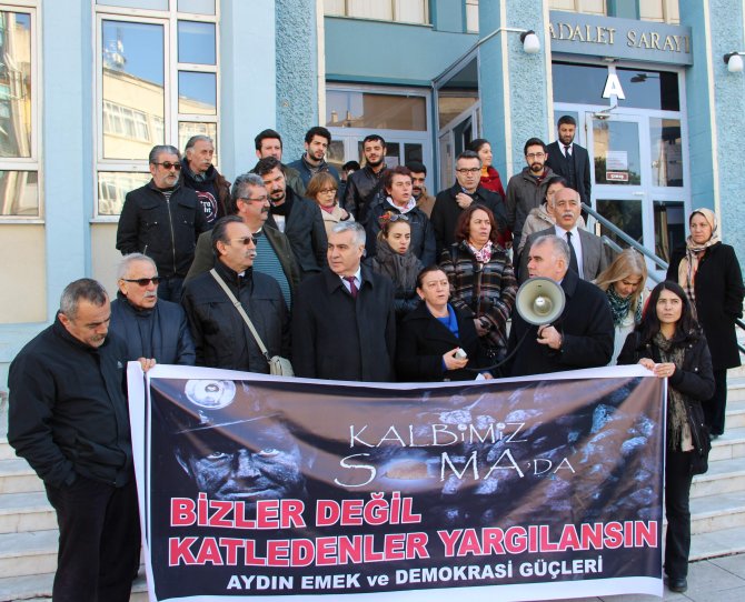 Aydın'da Soma eylemi yapan 44 kişi hakim karşısına çıktı