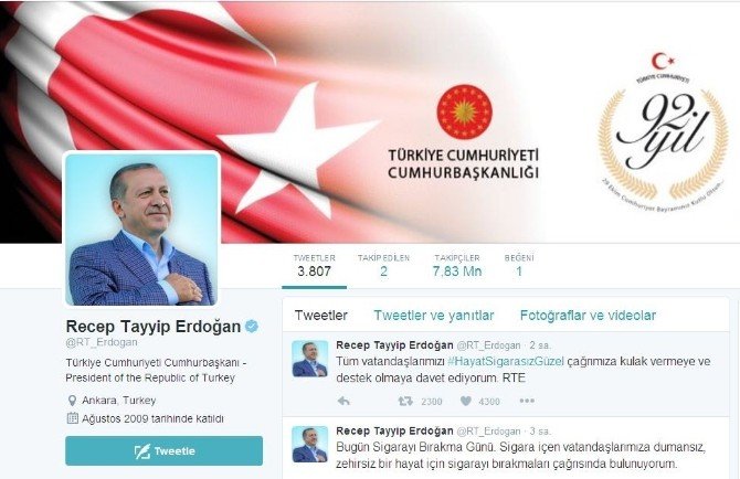 Cumhurbaşkanı Erdoğan Sosyal Medyadan ’Sigarayı Bırakma’ Çağrısı Yaptı