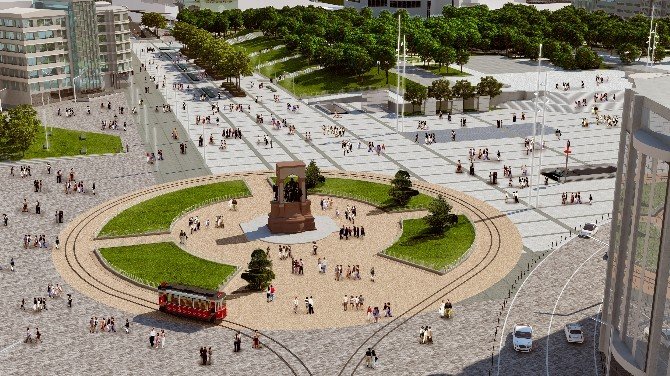 Taksim Meydanı Çevre Düzenlemesi Çalışmaları Devam Ediyor