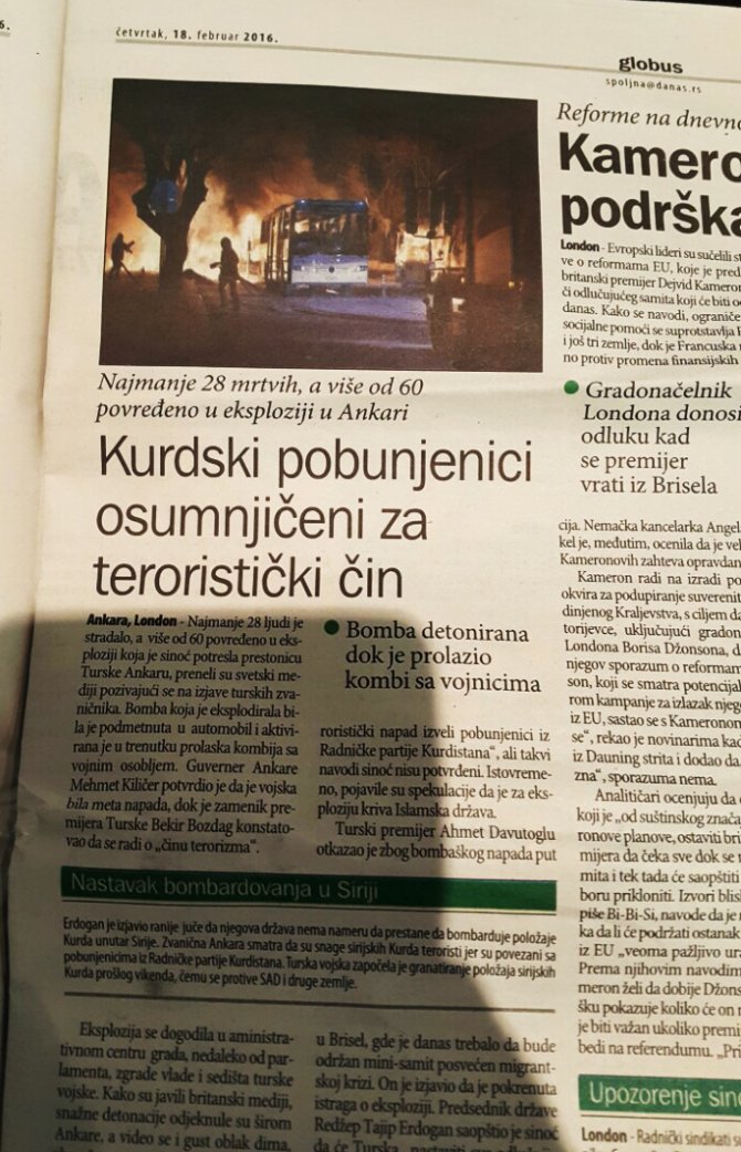 Terör saldırısı Bosna ve Sırbistan medyasında