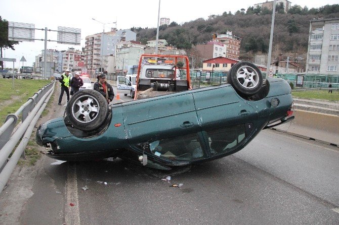 Samsun’da Otomobil Takla Attı: 1 Yaralı