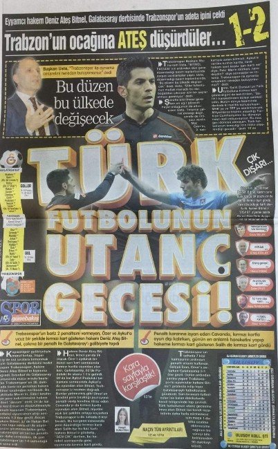 Tartışmalara Neden Olan Galatasaray-trabzonspor Maçı Trabzon’daki Yerel Gazetelere Böyle Yansıdı