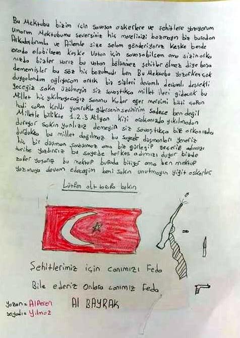 Öğrenciler, güvenlik güçlerine moral mektubu gönderdi