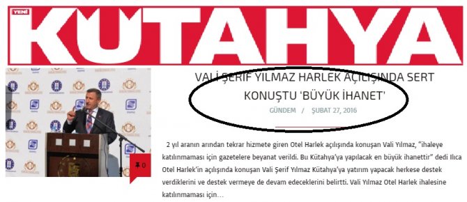 Kütahya Valisi Şerif Yılmaz, Gürallar'ı şehre ihanet etmekle suçladı