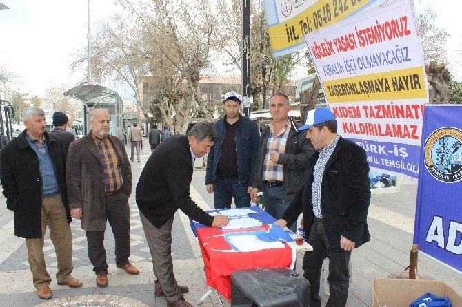 Türk-iş Adıyaman Temsilciliği İmza Standı Açtı