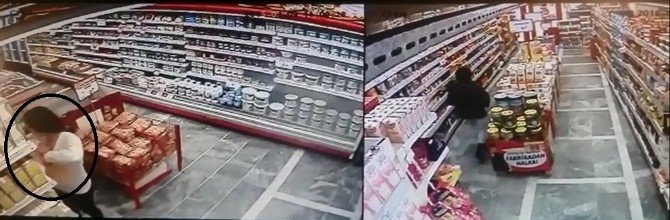Marketten Yiyecek Çalan Çocuk Hırsızlar Güvenlik Kamerasında