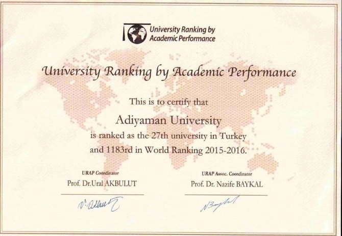 Adıyaman Üniversitesi Türkiye Ve Dünya Üniversiteleri Arasında Üst Sıralara Yerleşti