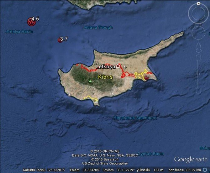 Kıbrıs’ta Bir Günde 3 Deprem