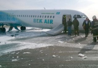 Kazakistan'da pilot, ön uçuş takımı açılmayan uçağı indirmeyi başardı