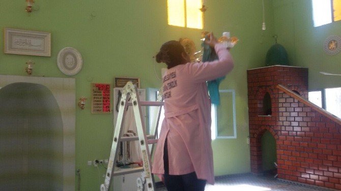 Reyhanlı Belediyesi Destek Hizmetleri Camileri Temizliyor