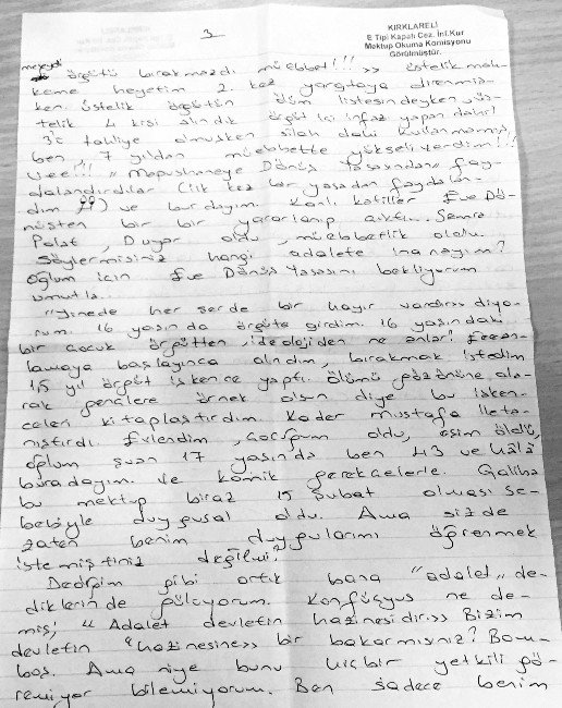 İsmail Akkol Üzerinden Fehriye Erdal’a Cezaevinden Göndermede Bulundu