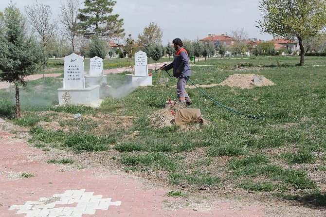 Cihanbeyli’de Mezarlıkların Bakım Onarımları Sürüyor