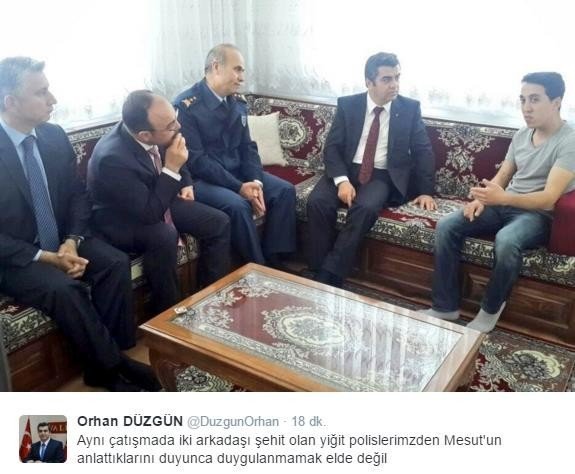 Vali Orhan Düzgün Yaralı Polis Memuru Mesut Hüyük’ü Ziyaret Etti