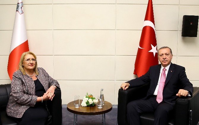 Cumhurbaşkanı Erdoğan Malta Cumhurbaşkanı Görüştü