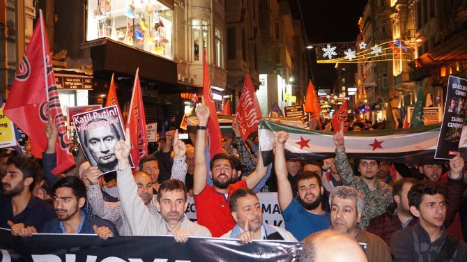 Beyoğlu'nda 'Rusya' protestosu