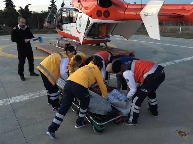 Kalp hastası kadının yardımına ambulans helikopter yetişti