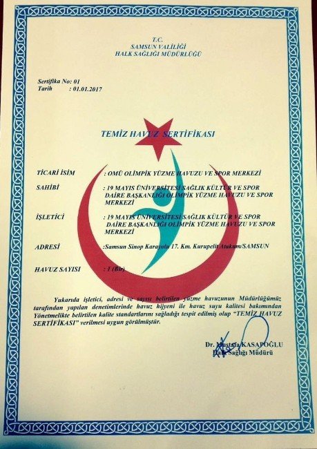 OMÜ Olimpik Yüzme Havuzuna mavi bayrak