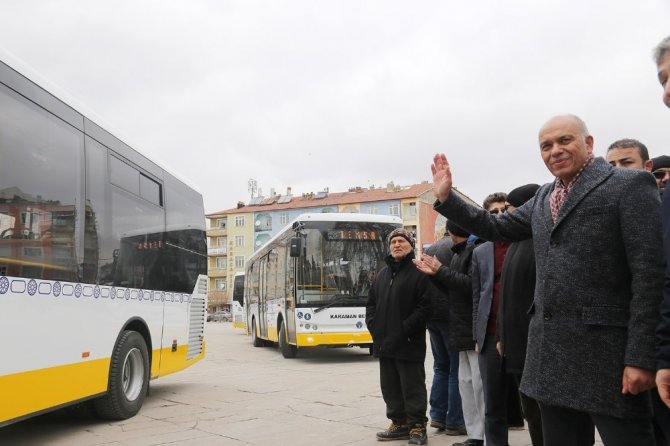 Karaman’da yeni 10 halk otobüsü törenle hizmete başladı
