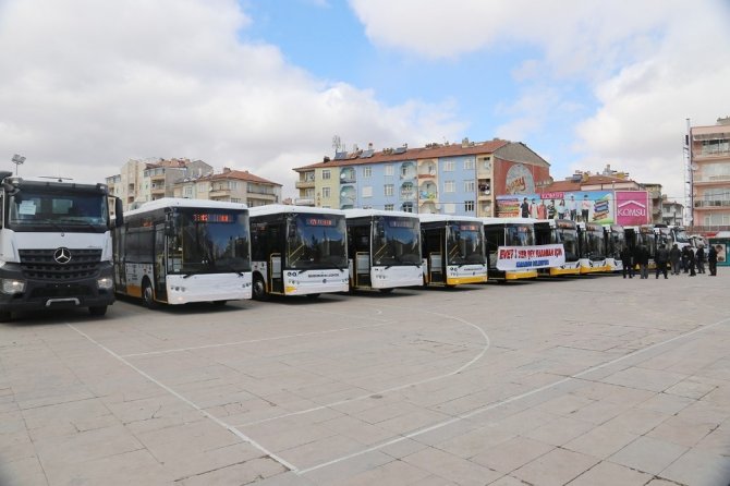 Karaman’da yeni 10 halk otobüsü törenle hizmete başladı