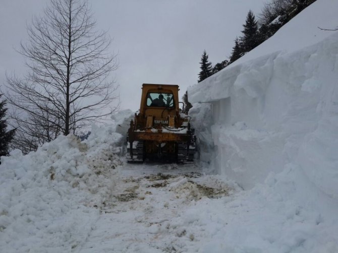 Rize’de karla kaplı yayla yolları açılmaya başlandı