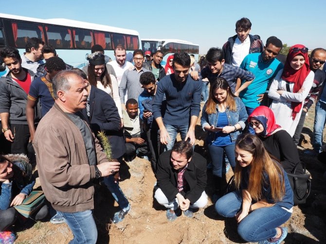 ESOGÜ TÖMER’de Türkçe öğrenen öğrenciler 500 fidanı toprakla buluşturdu
