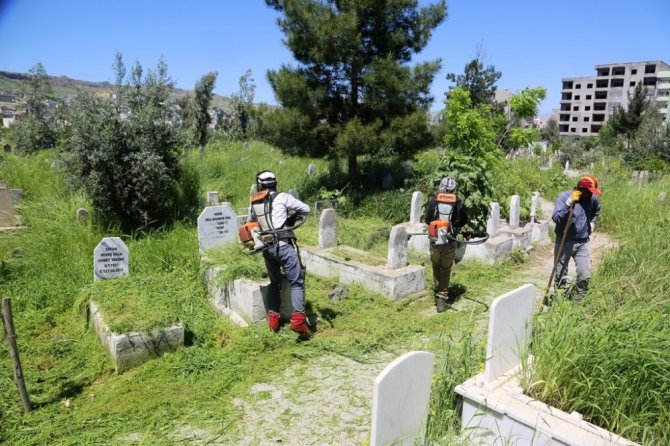 Cizre Belediyesi Asri Mezarlığında temizleme ve bakım çalışmasını başlattı
