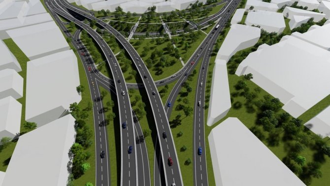 Üçgen köprülü kavşağı yükselmeye devam ediyor