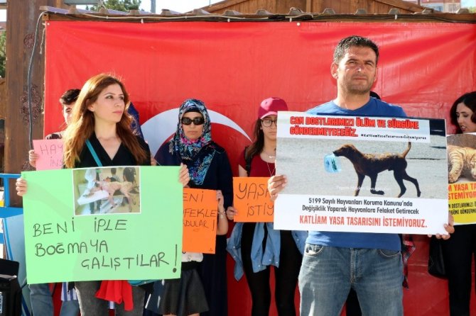 Yozgat’ta hayvan severler yeni yasa tasarısını protesto etti