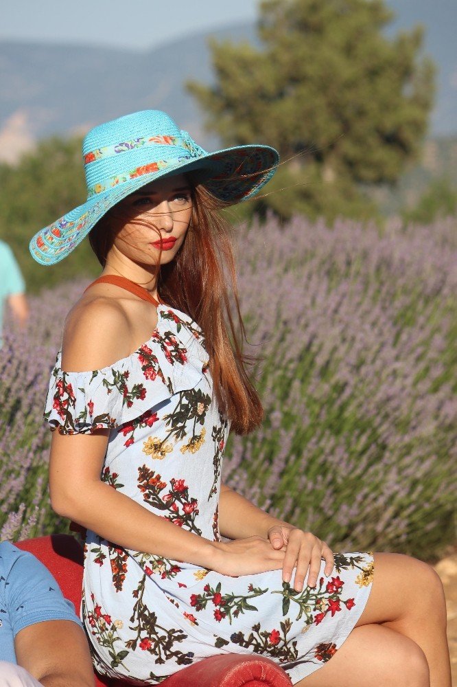 Lavanta tarlasında model çekimi