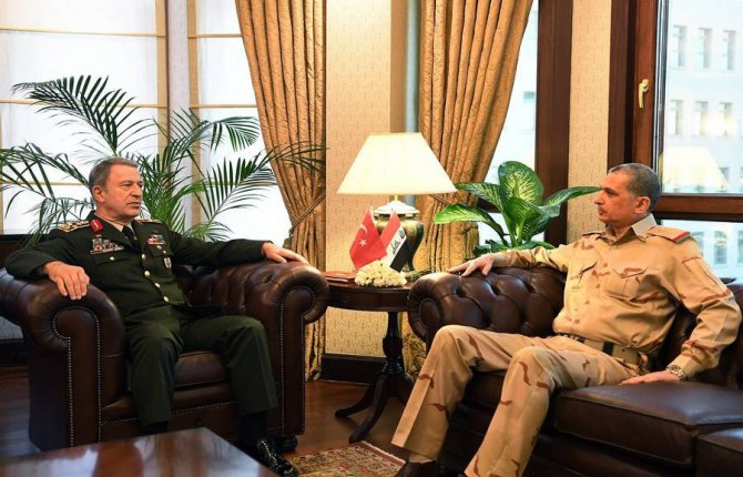 Irak Genelkurmay Başkanı ve beraberindeki heyet, Genelkurmay Başkanı Akar’ı ziyaret etti