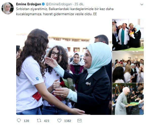 Emine Erdoğan Twitter’dan ilk paylaşımını yaptı