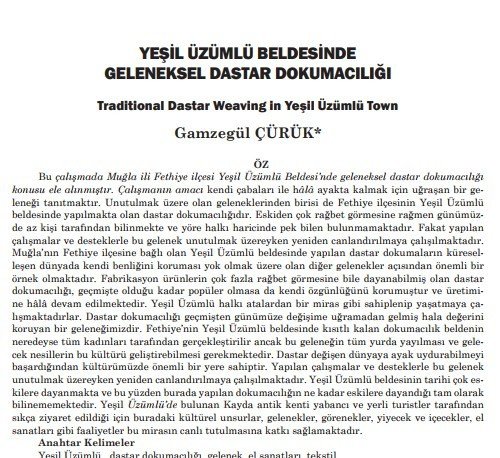 Kaybolmaya yüz tutan gelenek : Üzümlü Dastarı
