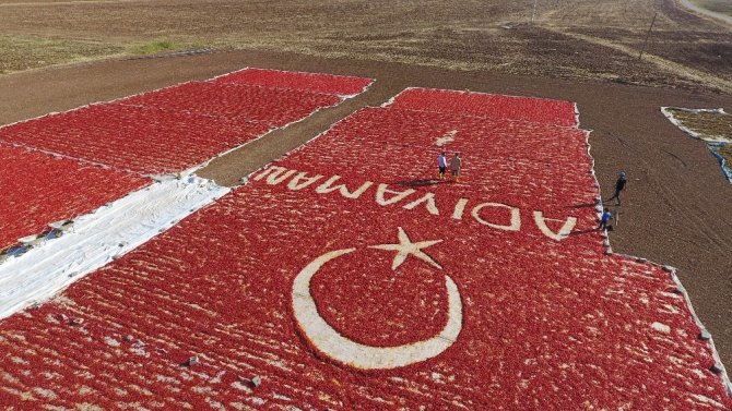 Kırmızı biber ile Türk bayraklı görsel şölen