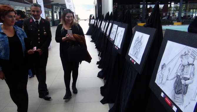 Muğla İl Jandarma Komutanlığı’ndan 29 Ekim anısına karakalem ve ahşap oyma sergisi