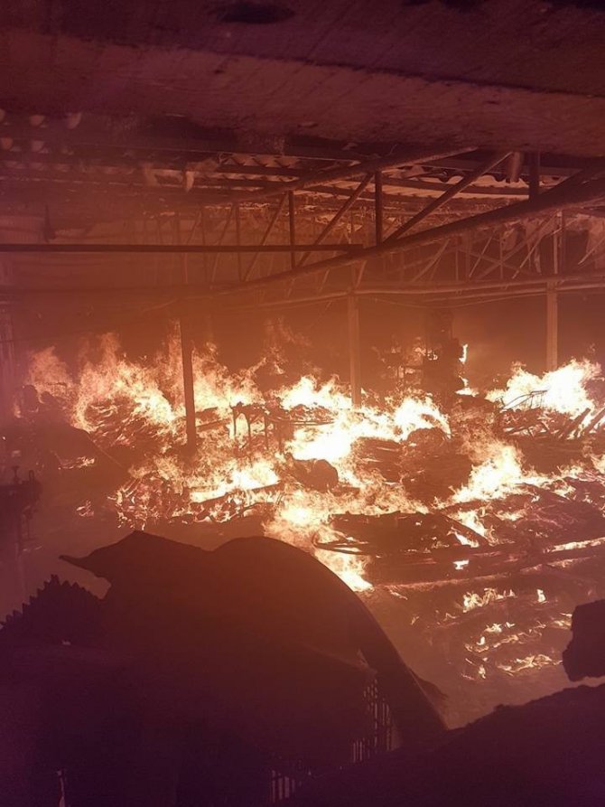 Palet üretim tesisinde yangın