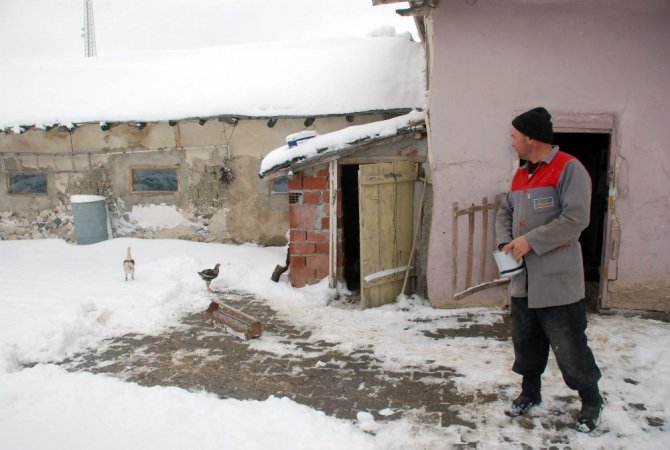 Kışın hayvanları için köyünü terk etmiyor