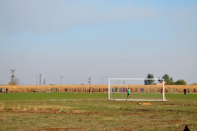 Köylüler, mısır tarlasını futbol sahasına dönüştürdü