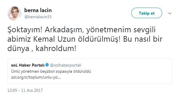 Yönetmen Mustafa Kemal Uzun’un cinayetine ünlüler sosyal medya hesaplarından tepki gösterdi