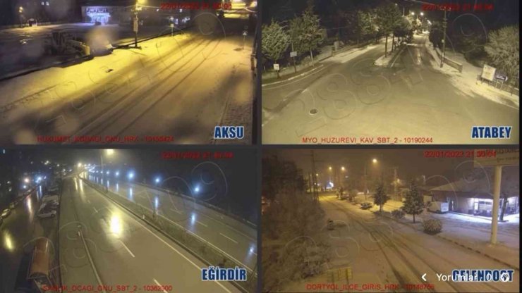 Isparta’da kar yağışı görüntüleri Kent Güvenlik Yönetim Sistemi kameralarından yayınladı