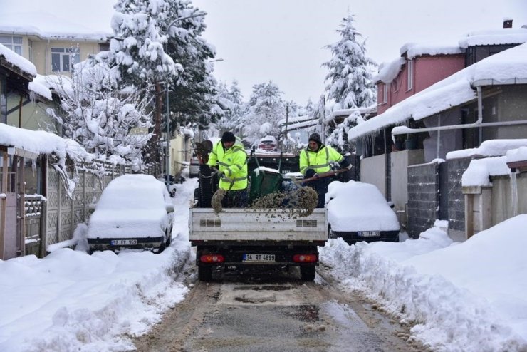 Tuzla Belediyesi kar temizleme çalışmalarını aralıksız sürdürüyor