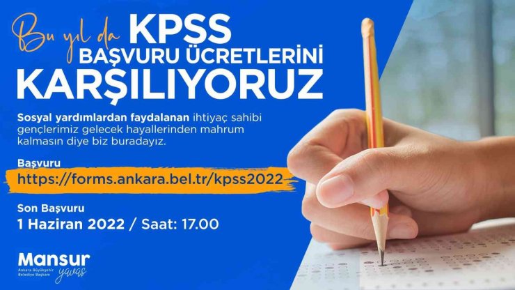 Ankara Büyükşehir Belediyesinden KPSS başvuru ücreti desteği