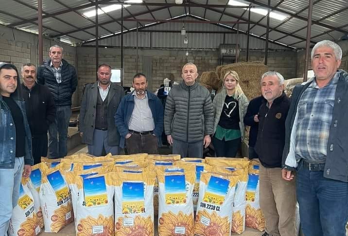 Deprem bölgesindeki çiftçilere ücretsiz ayçiçeği tohumu dağıtıldı