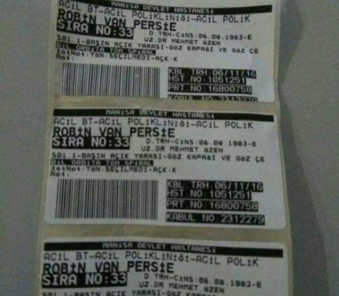 Robbin Van Persie’ye hastane fişi