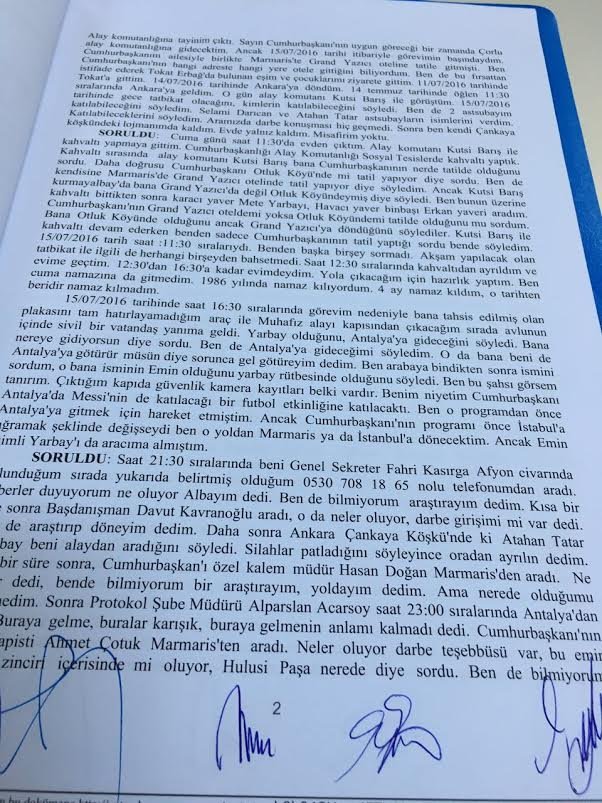 İşte Cumhurbaşkanlığı Başyaveri Yazıcı'nın savcılık ifadesi