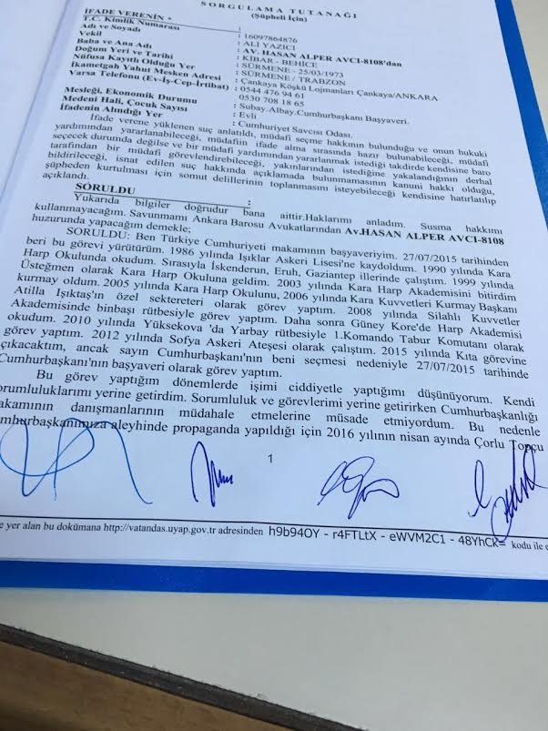 İşte Cumhurbaşkanlığı Başyaveri Yazıcı'nın savcılık ifadesi