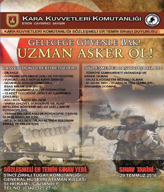 Sözleşmeli er ve erbaş başvurusu için gereken koşullar açıklandı